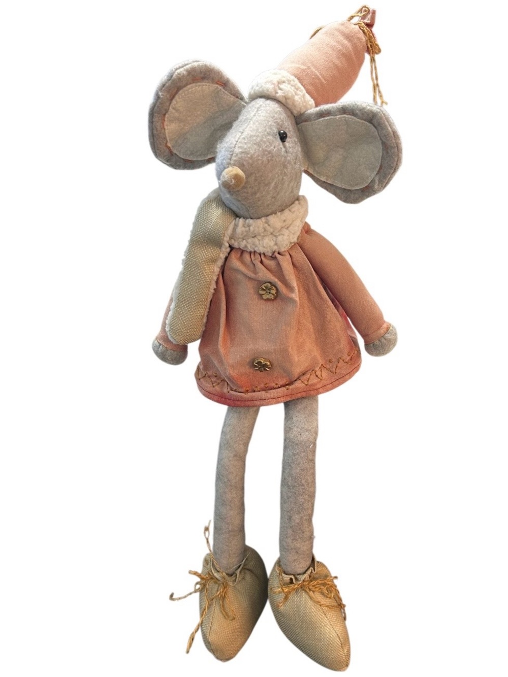 Handmade Whimsical Plush Mouse Doll Self Sitter 22”